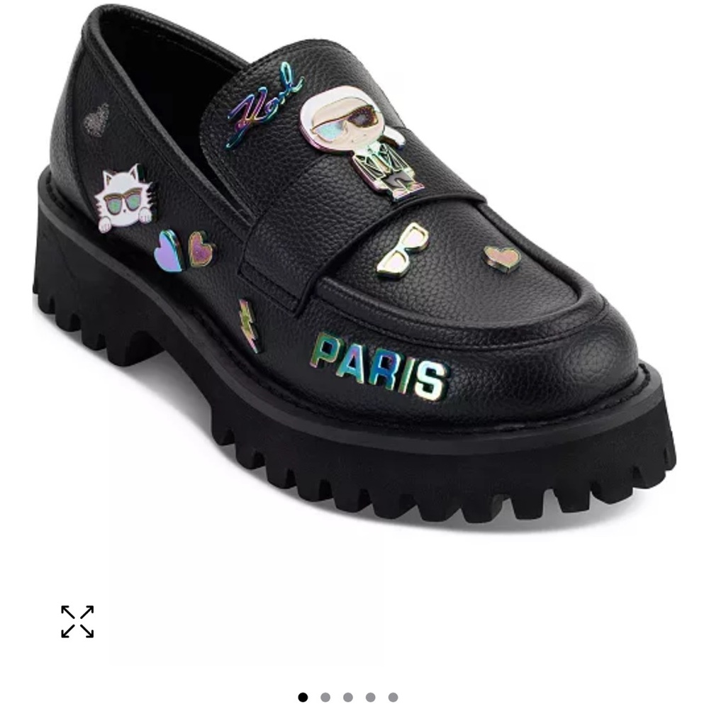 Karl Lagerfeld Black Embellished Loafers - Picture 1 of 5